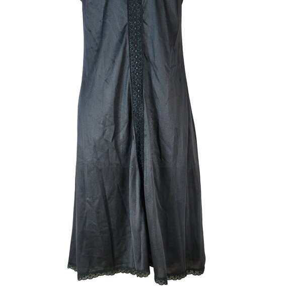 Sears Nylon Slip Black SZ 34 Lace Trim Average Knee Length Adj Doesn't Slip VTG - Picture 3 of 9